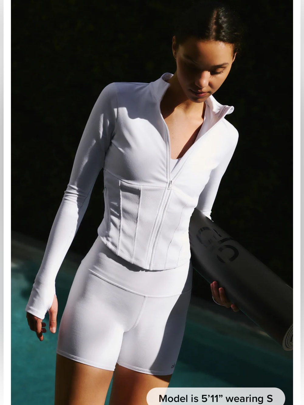 ALO Airbrush Corset Full Zip Waist Snatch Jacket XXS White
